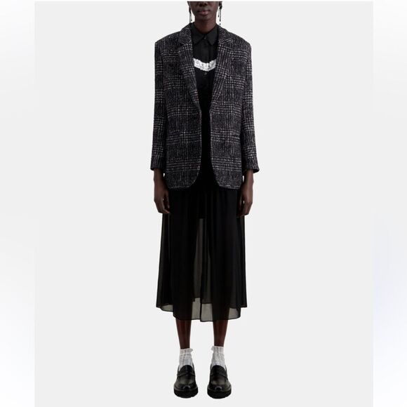 $595 The Kooples Black and white tweed blazer NWT - Picture 5 of 12